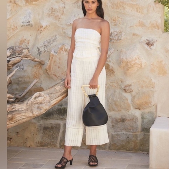 New! Cult Gaia Elle Cream Linen Pantsxxs